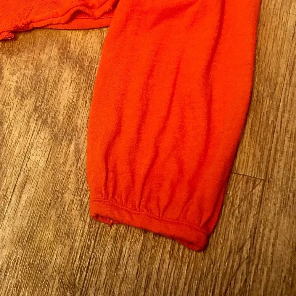 Free People Orange Long Sleeve Open Back Criss-Cross Strap Blouse Size XS
